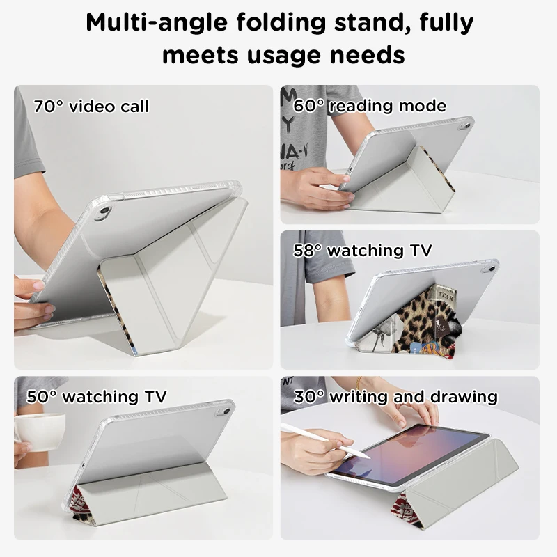 Versatile Y-Fold iPad Case with Adjustable Stand and Auto Wake/Sleep Functionality