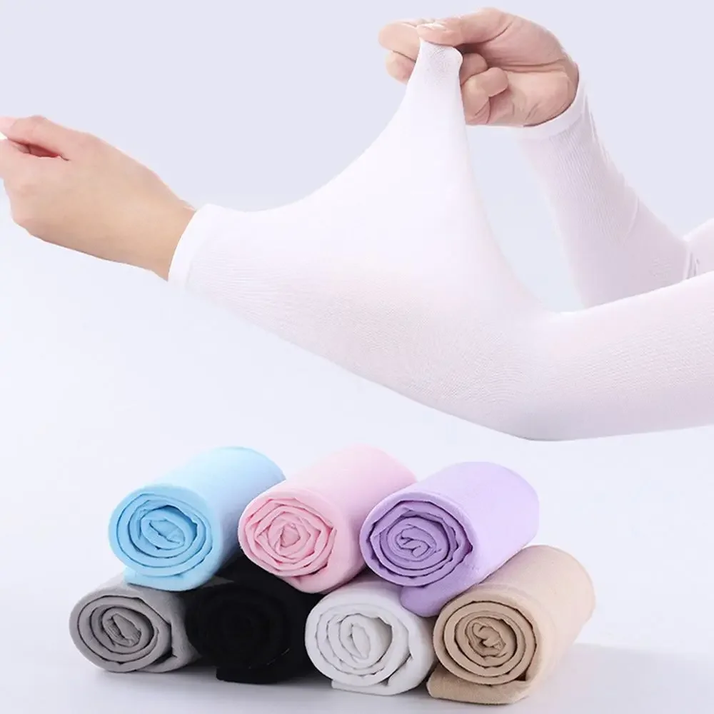 Summer Cycling Cooling Ice Silk Arm Cover Anti-UV Arm Sleeves Running Outdoor Sport Sun Protection Woman Men Fingerless Gloves sun protection arm sleeves arm sleeves cooling arm sleeves