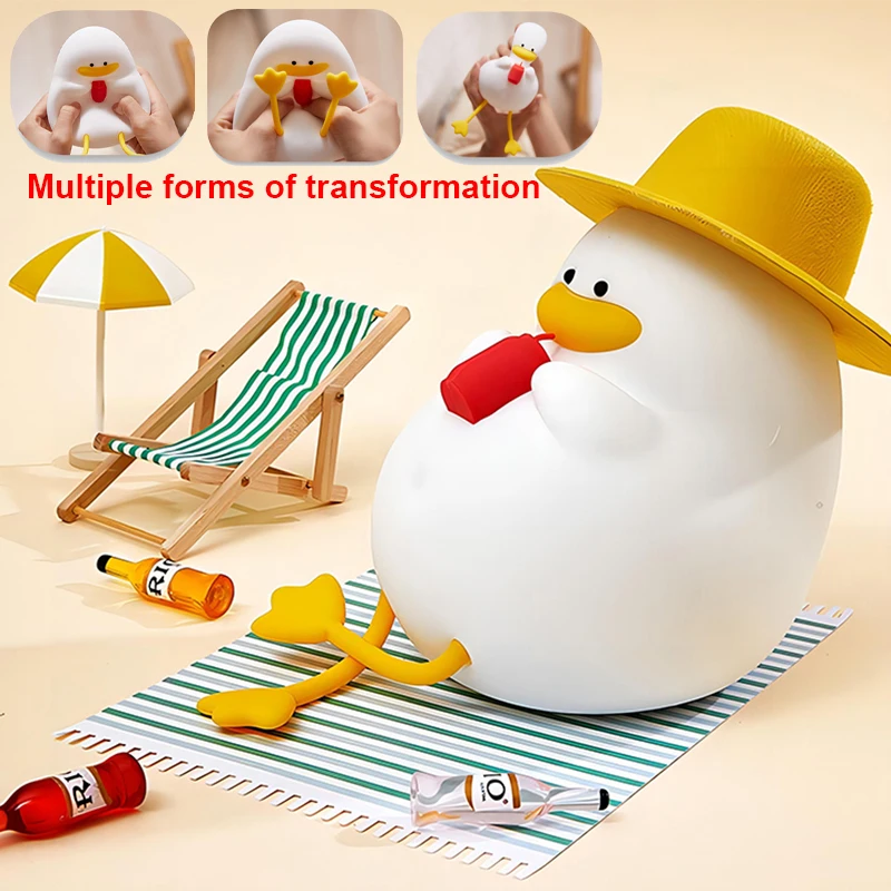 Cute Duck Silicone Lamp Pat Table Lamp Bedroom Bedside Decorative Sleep Soft Light RGB 7 Color Decompression Toy Baby Light 5