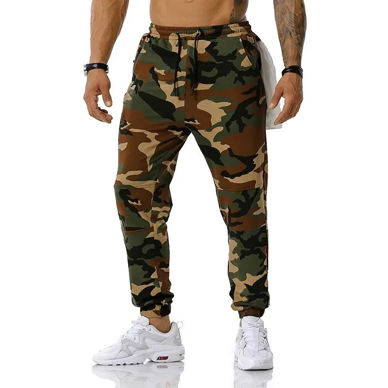 

Mens Joggers Pants Fitness Camo Trousers Jogging Sweatpants Men Casual Hip Hop Streetwear Sports Trousers with Zipper Pockets