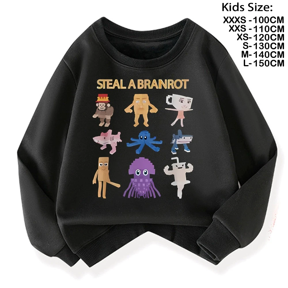 67 Six Seven for Childrens Steal A BrainRot Fashion Kids Hoodie Warm Sweatshirts Italian Brainrot Winter Clothing Cartoon Hoodie