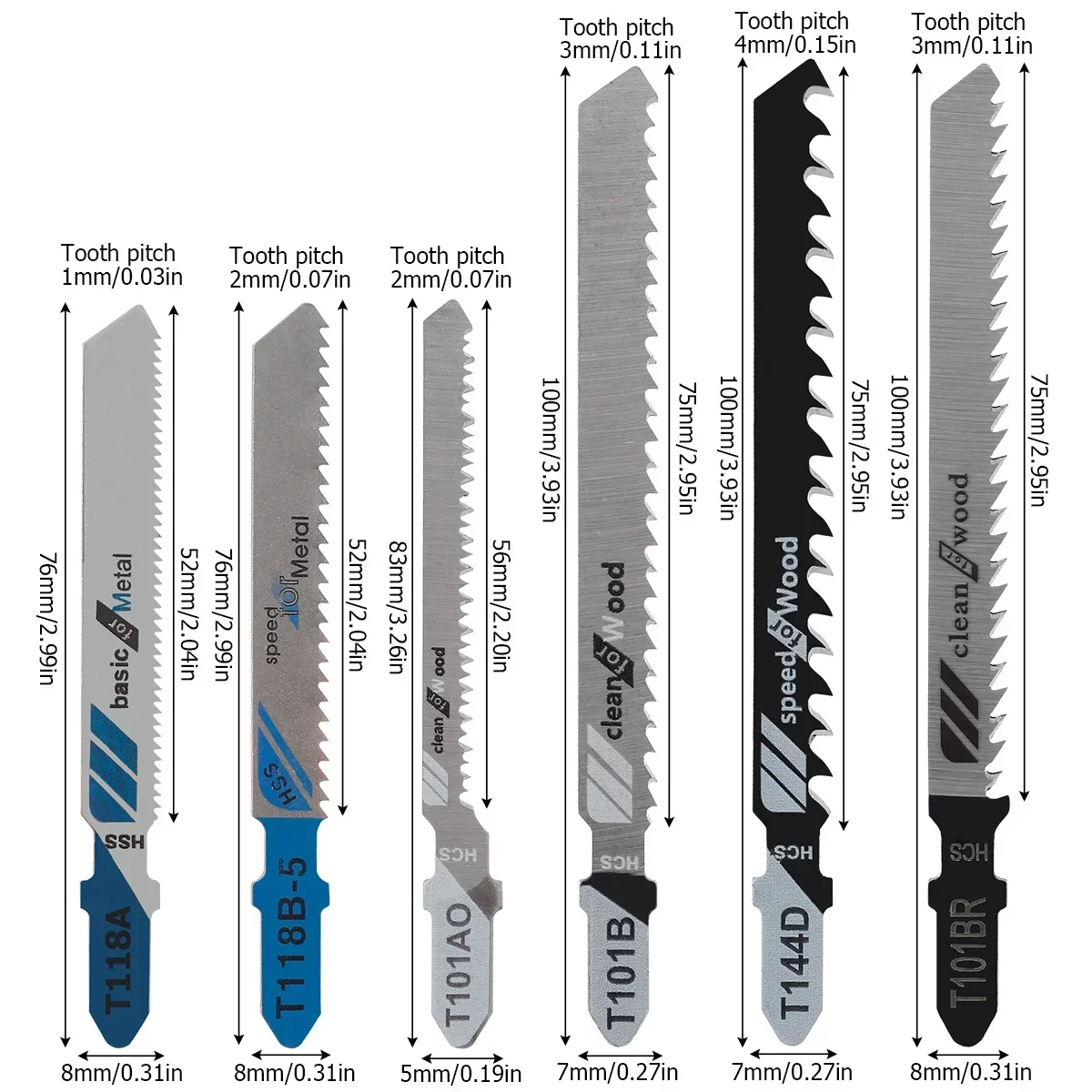 Jig Saw Blade Set T-shank Jigsaw Blade Wood Thin Metal Cutting Tool For DEWALT/Bosch/Hitachi/Makita/Milwaukee/Metabo 10/50pcs