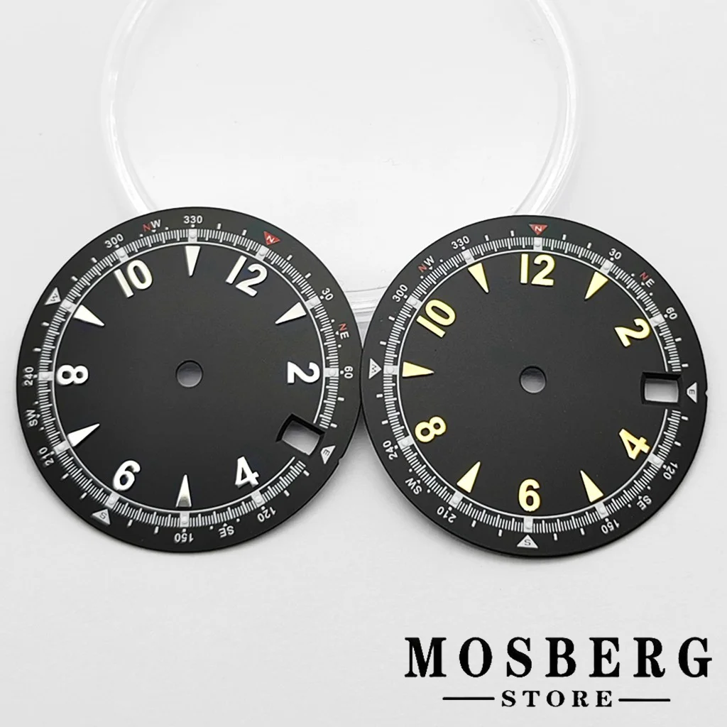 Green Luminous Watch Dial with Date Window - Black/Blue