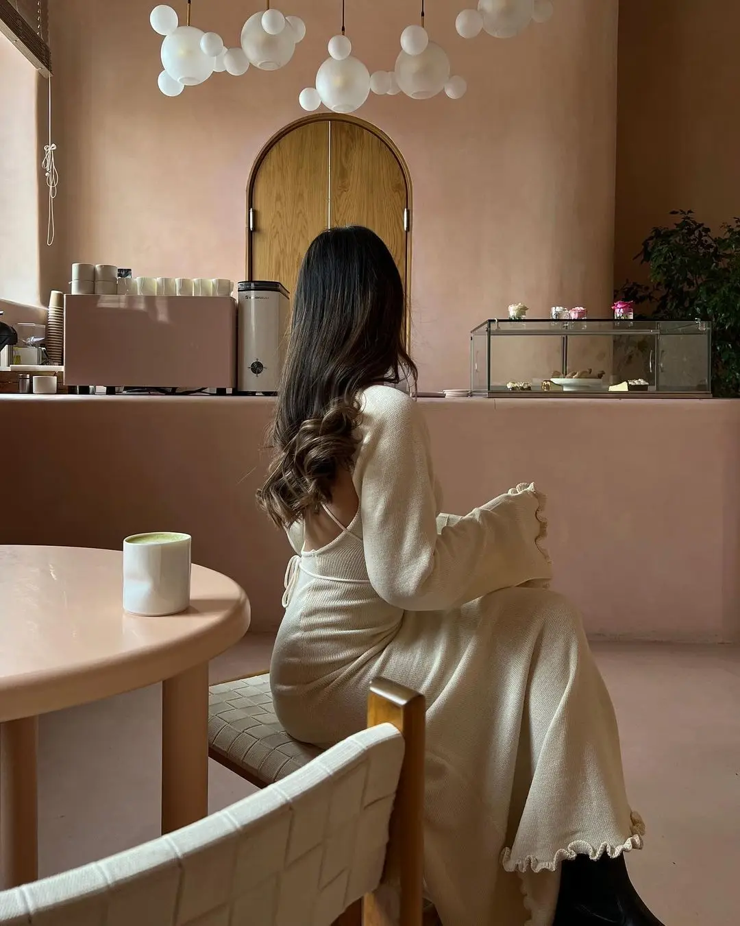 Ruffled Backless Knit Dress Solid Female Casual Lace-Up High Waist Long Sleeve Maxi Dress Knitwear Bandage Fashion Dress