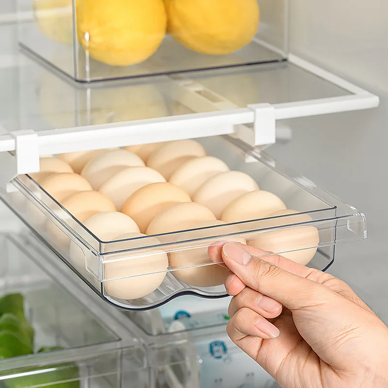 Egg Storage Container Snap-on Large Capacity Dispenser Refrigerator Drawer  Organizer Space Saver Supplies Kitchen Accessories