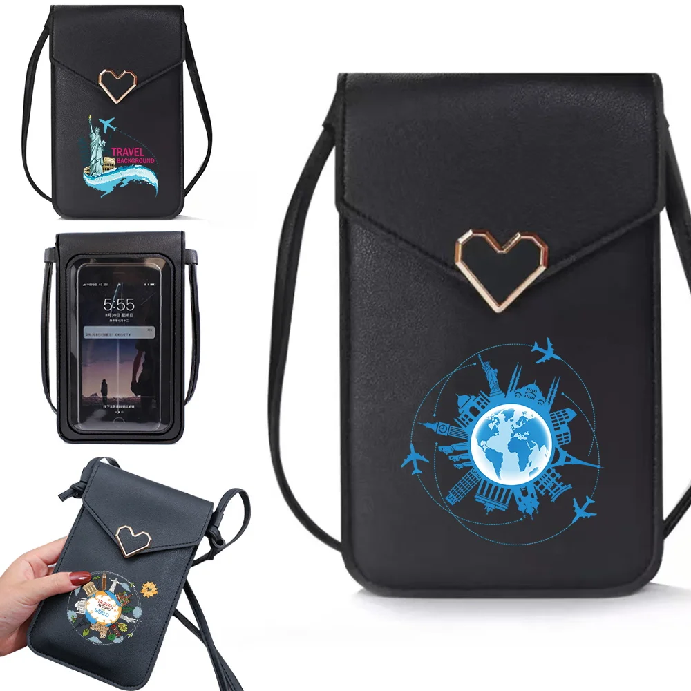 

Women Mobile Phone Bag Neck Coin Purse Vertical Shoulder Handbag Mini Leisure Diagonal Cross Pouch Travel Series Card Bags