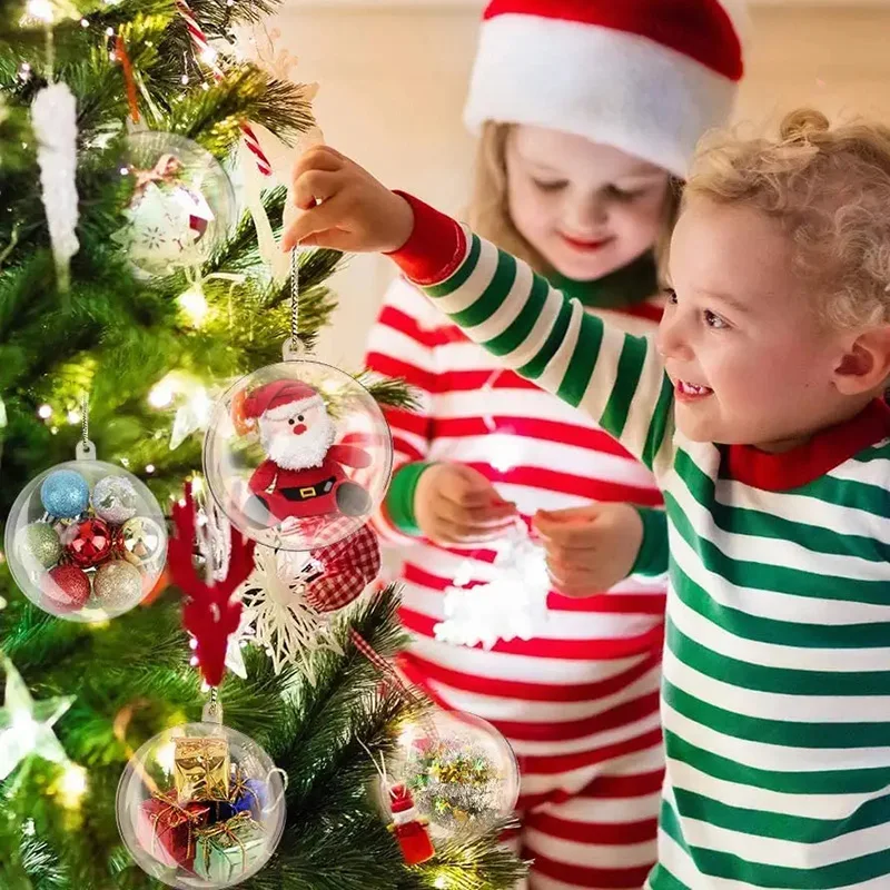 Christmas Tree Ornaments Clear Fillable Bauble Hanging Pendant Decorations For Home Kids Gift