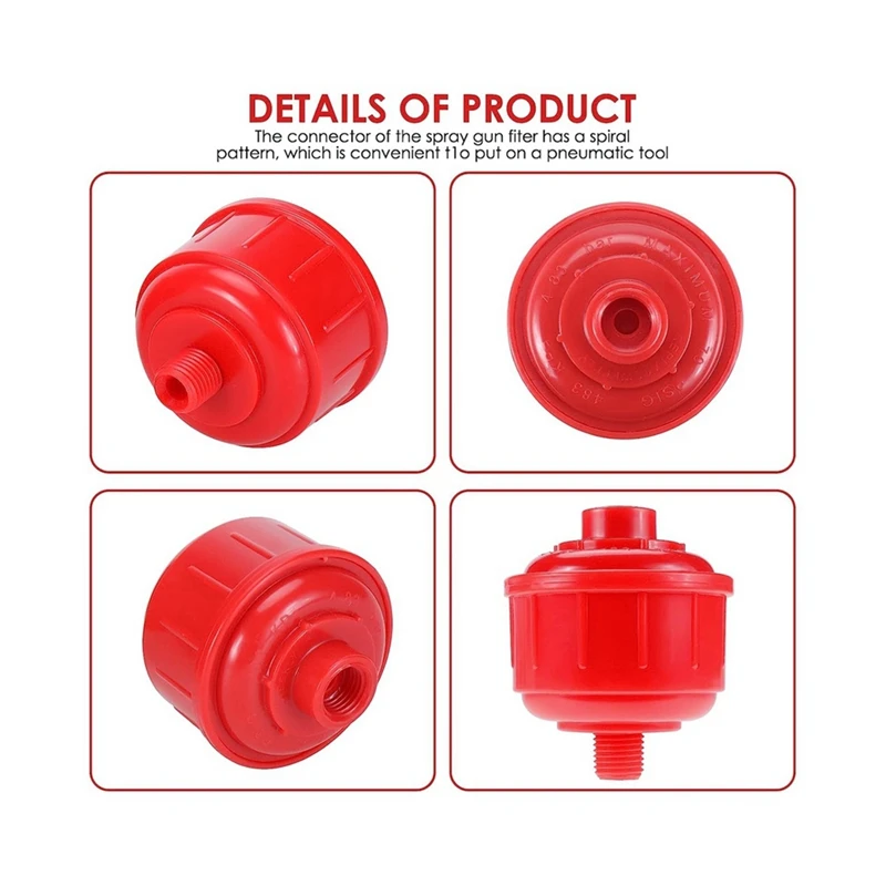 10 Piece Spray Tool Filter 58X68mm Mini Air-Water Filter Red Plastic High-Flow Tool