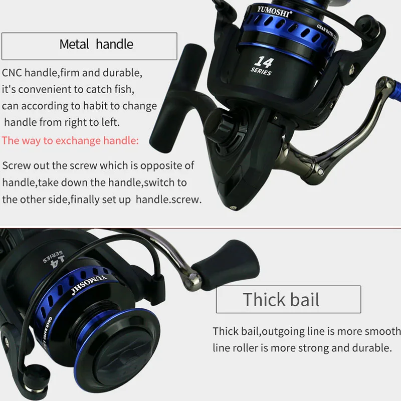 Q&L 2022 LT Blue All Metal SpinningDouble rocker arm Fishing Reel 30kg Max  Drag 5.2:1 Daiwa 470G 12+1BB CNC - AliExpress