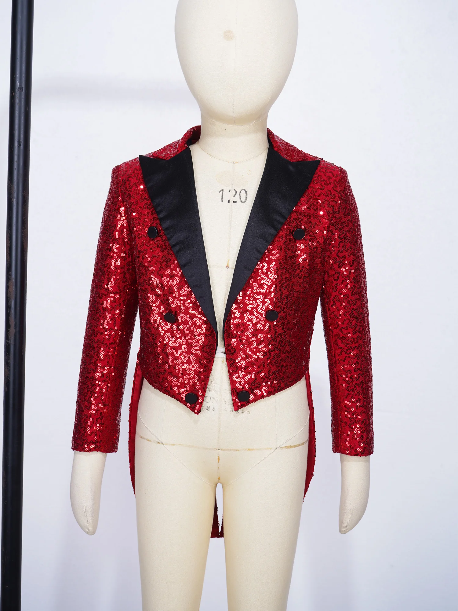 Kids Boys Sequins Tailcoat Children Gentleman Suits Blazer for Magic Shows Performance Formal Costume Wedding Boy's Dress Coats