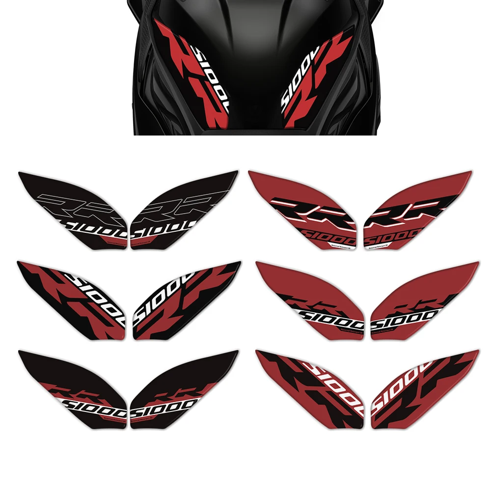 Motorcycle Knee Pad Tank Protector 3D Gel Paint Protection Decal Black and Red Color Scheme For BMW S1000RR 2019-2024 luckymarche color scheme regular fit collar t shirts qwtax23461nyx