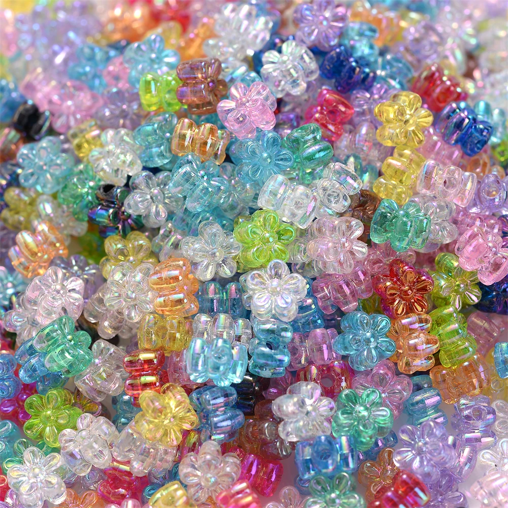 100 stücke 4x7mm Bunte Blume Acryl Perlen Gemischt Lose Spacer Perlen Für Schmuck Machen DIY Armband Halskette großhandel – Detail 4