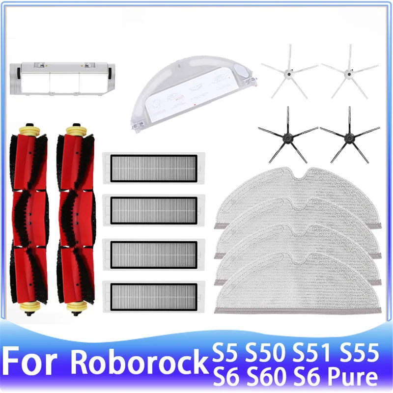 Fit For Roborock S5 / S5 Max / S6 / S6 MaxV / S6 Pure / E4 / E5 / S51 / S52 / S55 Roller Side Brush Filter Mop Accessories Part