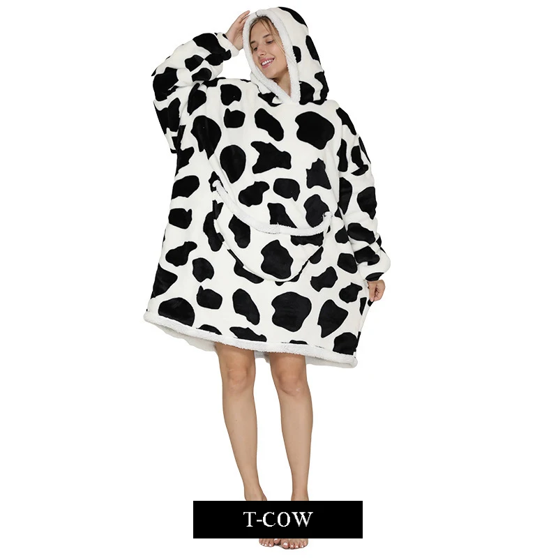 Cozy Sherpa Fleece Oversized Wearable Blanket Hoodie – Warm and Plush Hooded Sweatshirt