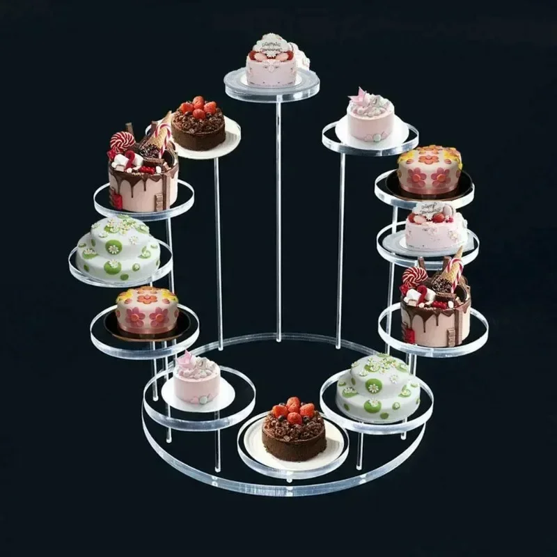 Acrylic Multi-layer Display Rack Circular Rotating Ring Jewelry Display Rack Cake Dessert Afternoon Tea Meal Stand Suspended for cake stand,dessert stand