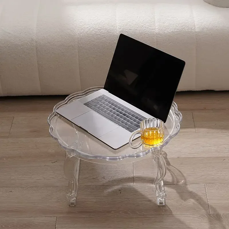 طاولة قهوة أكريليك دائرية بتصميم نورديك أنيق وشفاف...