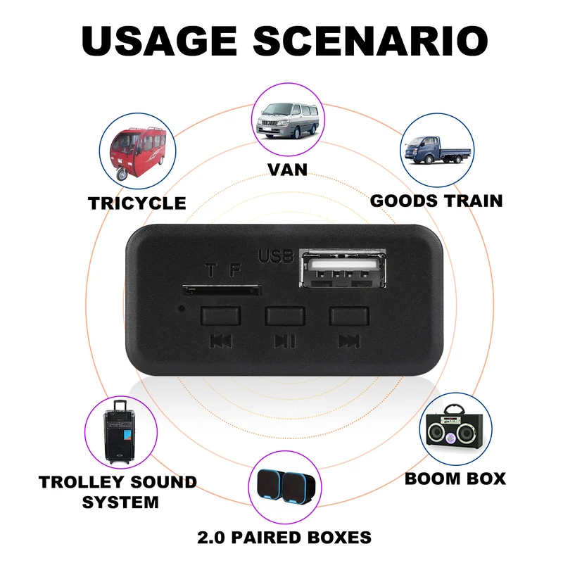 6W Bluetooth Amplifier MP3 Decoder Board Microphone Car