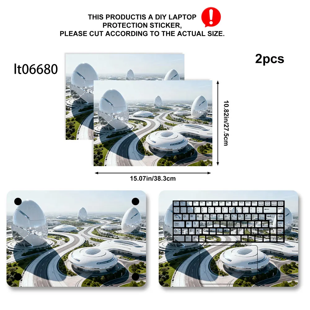 Futuristic City Design Laptop Skin Sticker Set - 2 Piece Decal Cover