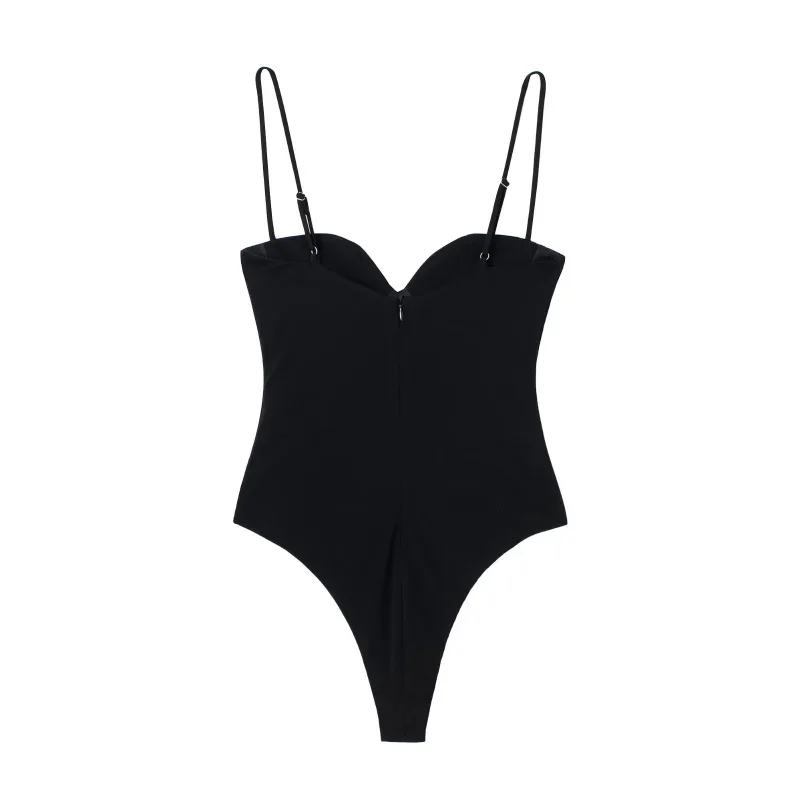 New Sexy Solid Color Swing Collar Tube Top Slim Bodysuit Two Tone Sexy High Street Fashion Elastic Cotton Loose Lady Bodysuit
