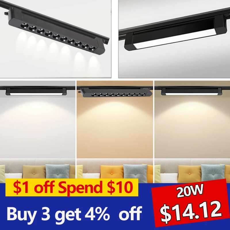 110v 220v Set Track Light Led Magnetic Track Lamp 10W/20W /30W Track Spotlight Lighting Fixture for Home  Room Clothing Store