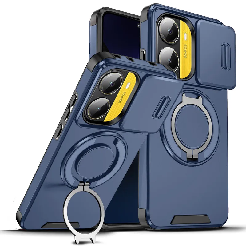 Magnetic Heavy Duty Rugged Phone Case with Ring Stand - ELVEV Anti-Drop Protection