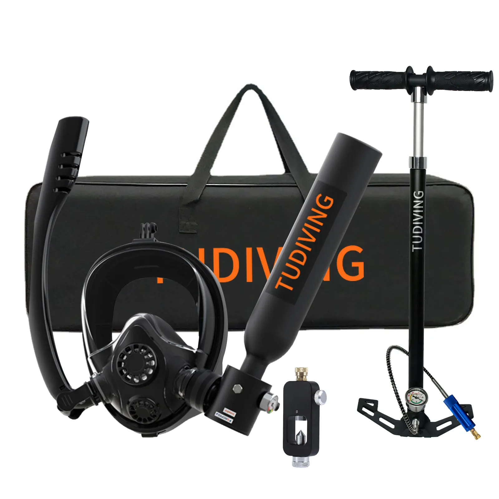 TUDIVING-0.5L Mini Scuba Diving Tank,Lung Tank with Diving Mask,Portable Scuba Tank with Pump for Underwater Breathing Training