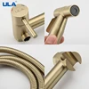 ULA Gold Bidet Faucet Toilet Faucet Stainless Steel Handheld Bidet Sprayer Set Cold Hot Water Mixer Crane Bathroom Shower Head 4
