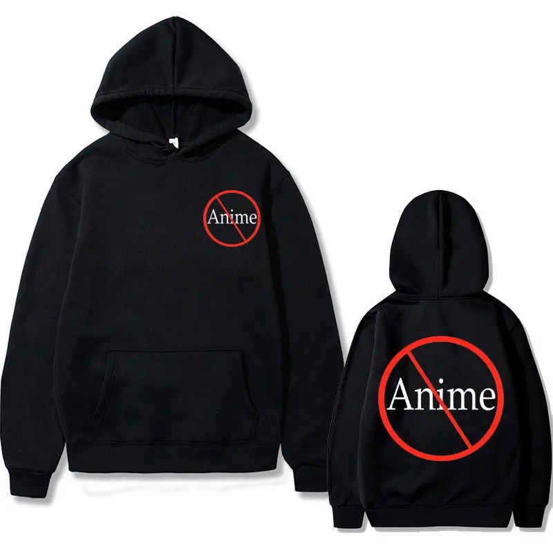 

NO Anime Graphic Print Hoodie Funny Prohibit Cartoon Animation Manga Men's Sweatshirt Men Women Oversized Hoodies Man Streetwear