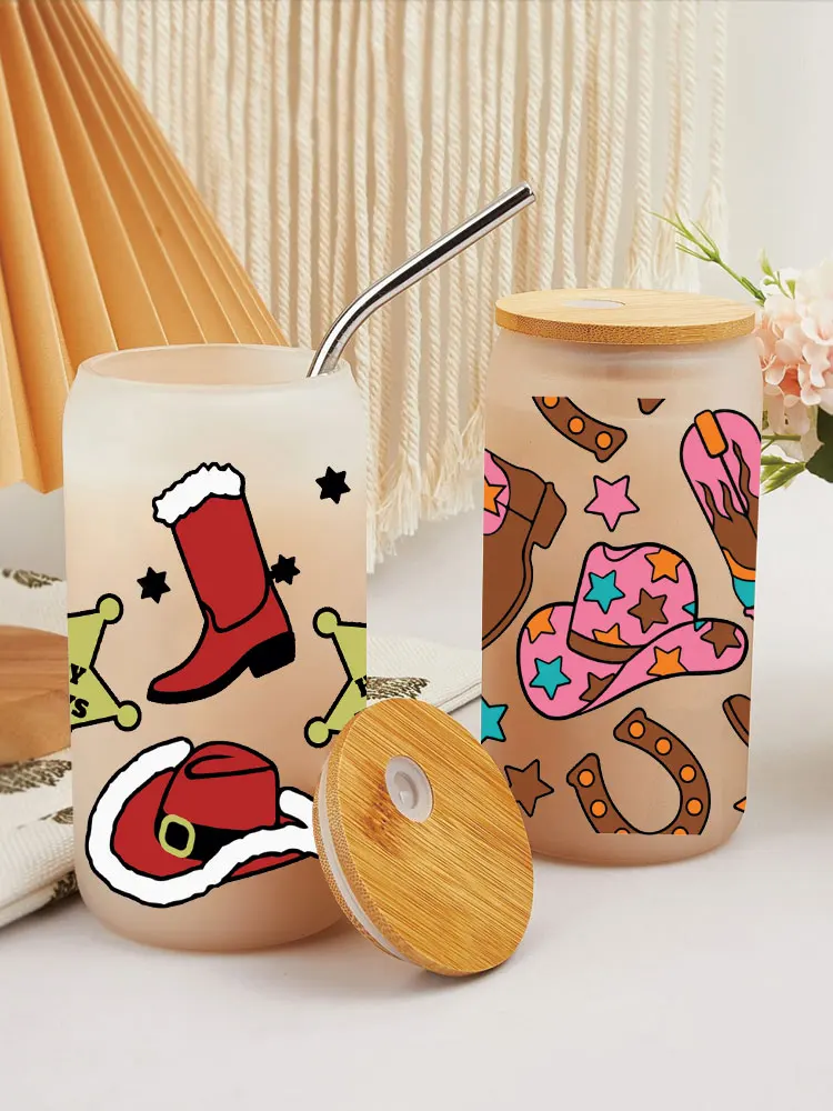 UV DTF Cowboy Cowgirl Western Style Prints Sticker For 16oz Libbey Glasses Wraps Bottles Cup Can DIY Waterproof D3141 Dtf Transfer Sticker