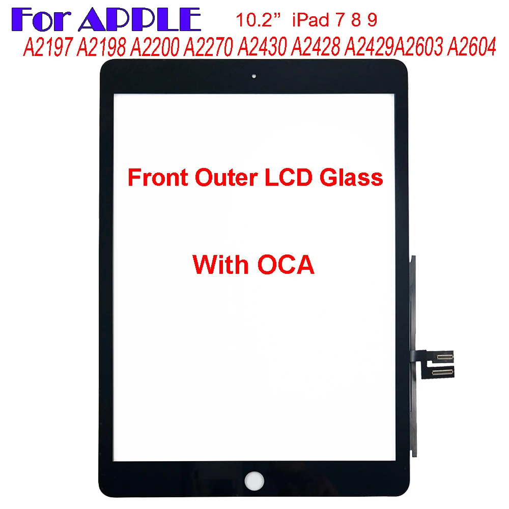 Сенсорный экран для Apple iPad 7, 8, 9, ipad7, ipad8, ipad9, A2197, A2198, A2200, A2429, A2603, A2604, 10,2 дюйма, дигитайзер, переднее стекло, дисплей