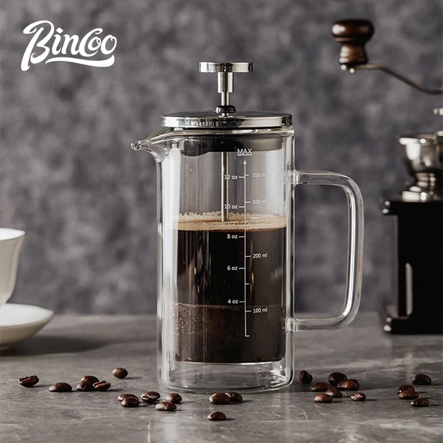Bincoo French Press Coffee Maker Double Walled Heat Resistant Coffee Pot  With 4 Level Stainless Steel