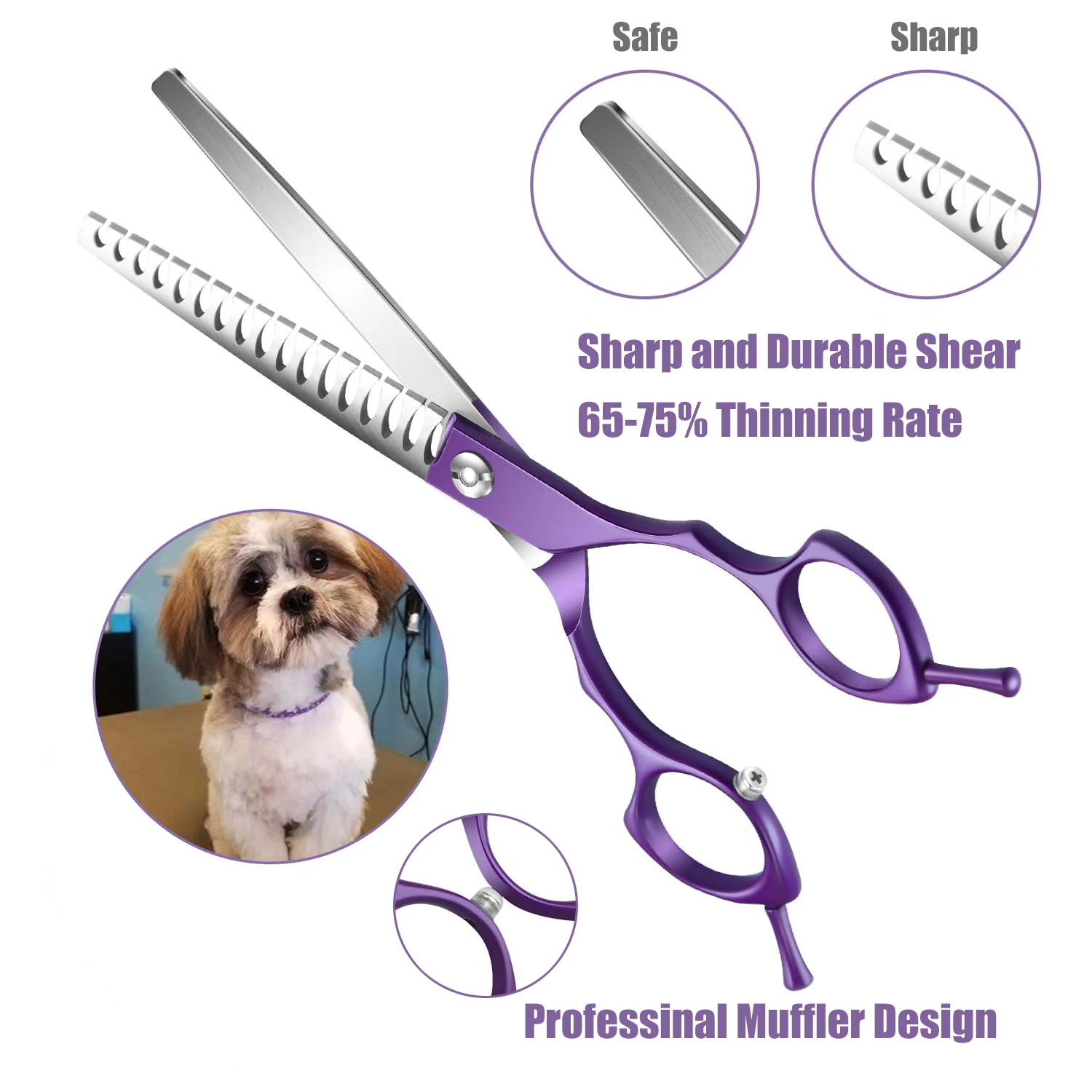 Professional Dogs Hair Chunker Grooming Scissors Thinning Shears for Dogs/Cats Thinning Rate 80%