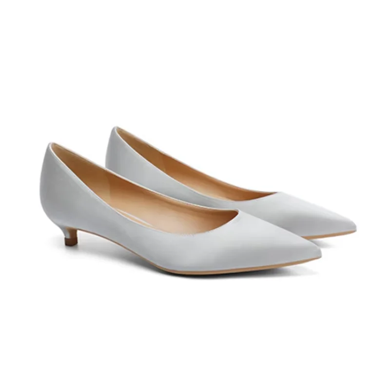 Lady High Quality Null Pumps Silk Statin Stilettos Royal Blue Champagne 3cm Low Heels Slip-On For Working Comfortable 34-43 25cm 3