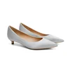 Lady High Quality Null Pumps Silk Statin Stilettos Royal Blue Champagne 3cm Low Heels Slip-On For Working Comfortable 34-43 25cm 3