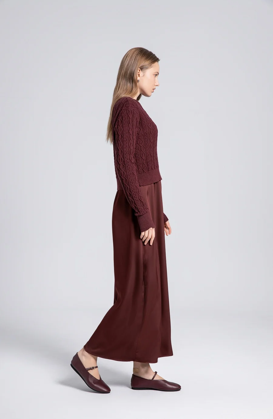 Sale AS 2024 winter design woman clothing Cable knitted Tops + Satin Dress ( Ship out in 1 day) 6