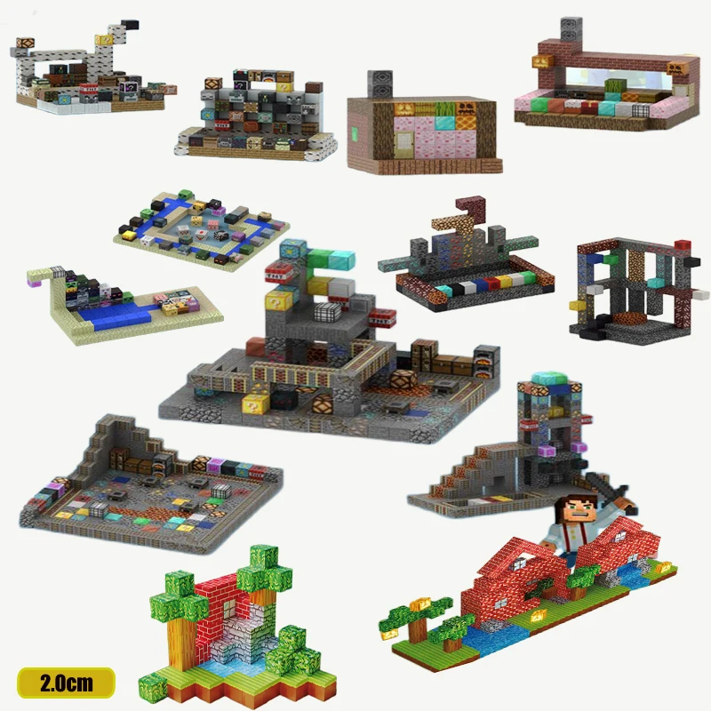 48-448pcs Snow scenery Magnetic Cube Sensory Toy My World Magnetic Kids Building Block Toy 3+DIY model Montessori Magnet Gift