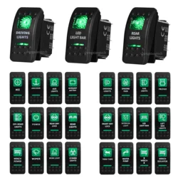1PCS Green Led Light Rocker Switch SPST 5Pins/DPDT 7Pins For Car Marine Boat IP68 NARVA Carling ARB Style Auto Parts Replacement