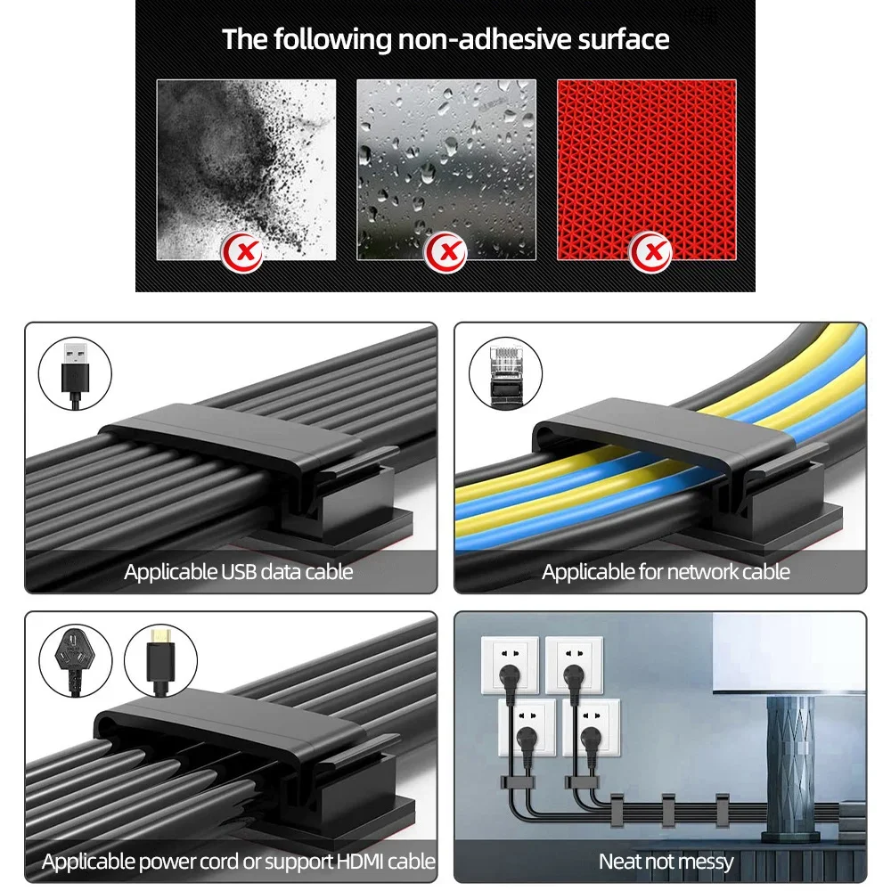 Self-Adhesive Wire Winder Data Cable Organizer Wire Tie Cable Clamp Holder Clamp Management Data Decorative Cord Winder Manager