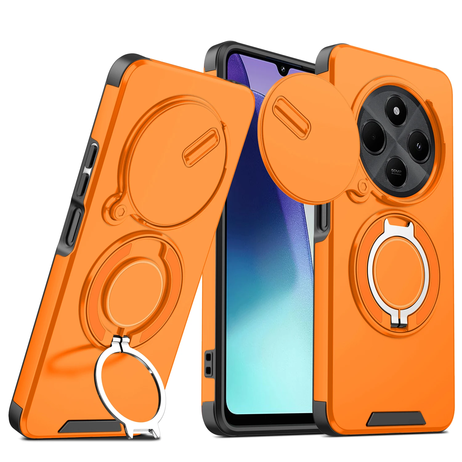 Magnetic Ring Shockproof Armor Case with Slide Camera Protection Cover