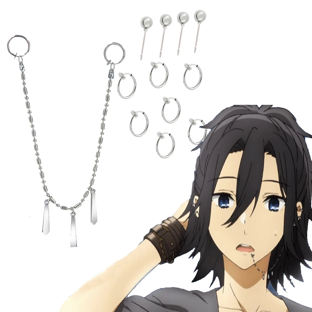Anime Horimiya Miyamura Izumi Ear Clip Lip Chain Earring Stainless