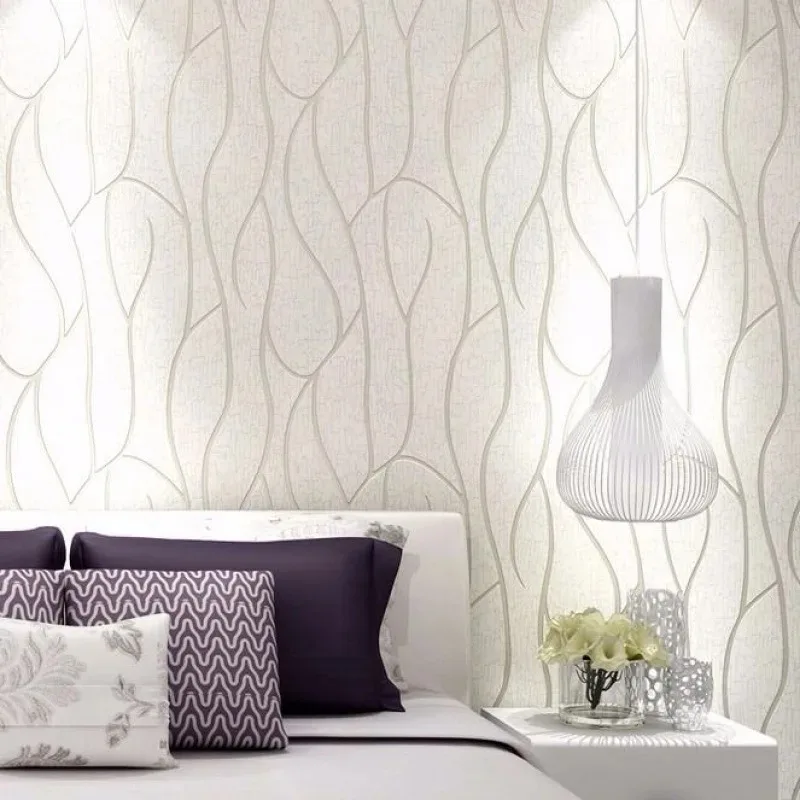 53cm European style 3D non-woven fabric wall sticker for moisture-proof curved stripe background wall sticker in living room 2