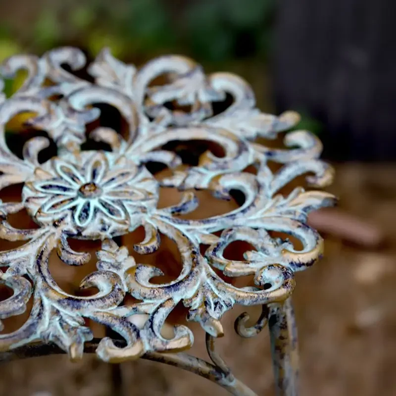 European Style Outdoor Flower Rack Iron Do Old Flowerpot Base Hollowed Out Pattern Plant Display Courtyard Floor Storage Shelf