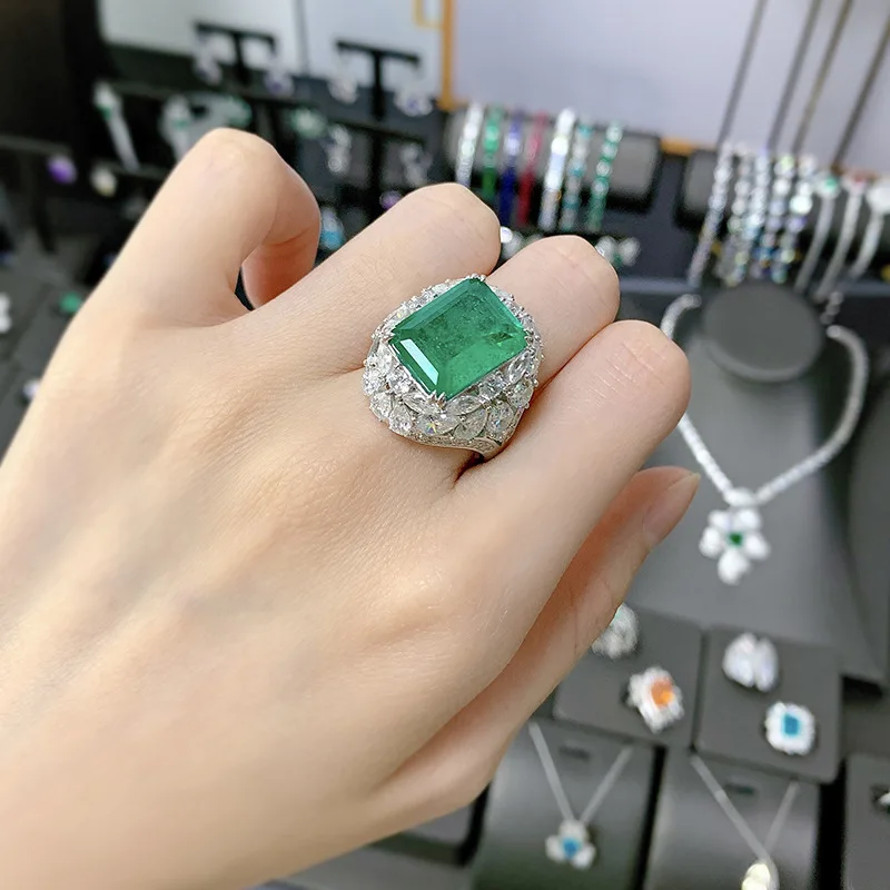 女性のための貴重なエメラルドリング,100% 本物の925