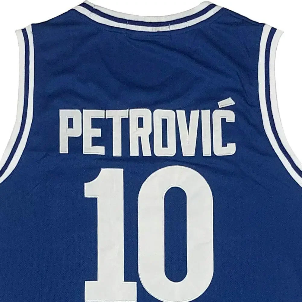 Basketball Jerseys Men's Drazen Petrovic Basketball Jersey 10 # Cibona European Blue All Stitched