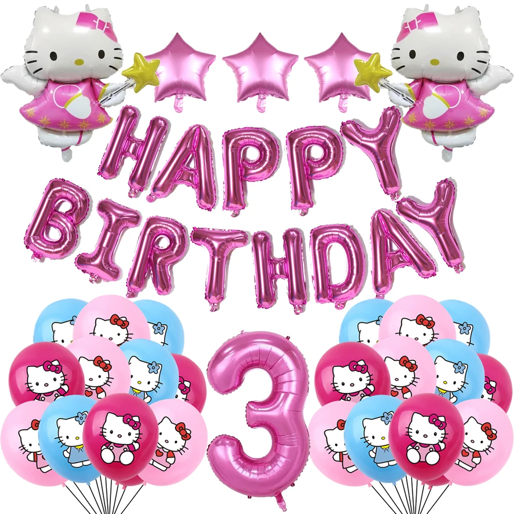 

Hello Kitty Kids Birthday Party Adult Wedding Decor Balloon Supplies Baby Shower Aluminum Foil for Girls 1 2 3 Year Birthday