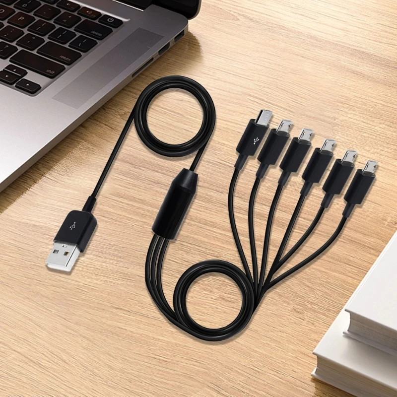 Enhanced Micro USB Splitter Cable - 1 to 6 Data Connector Adapter