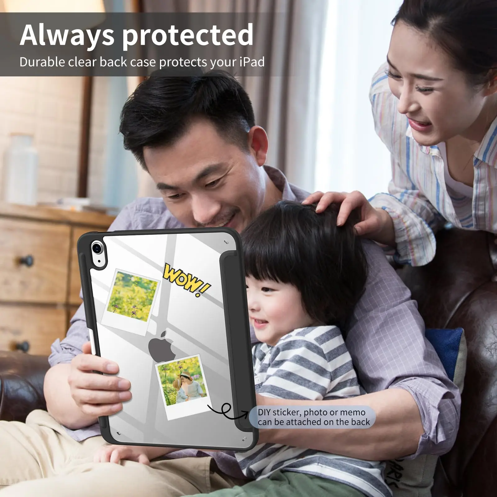 Premium iPad Case with Pencil Holder and Clear Back