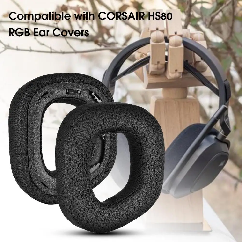 

1 пара подушек для наушников CORSAIR HS80 RGB Беспроводная утолщенная Удобная черная Bluetooth-совместимая гарнитура, амбушюры