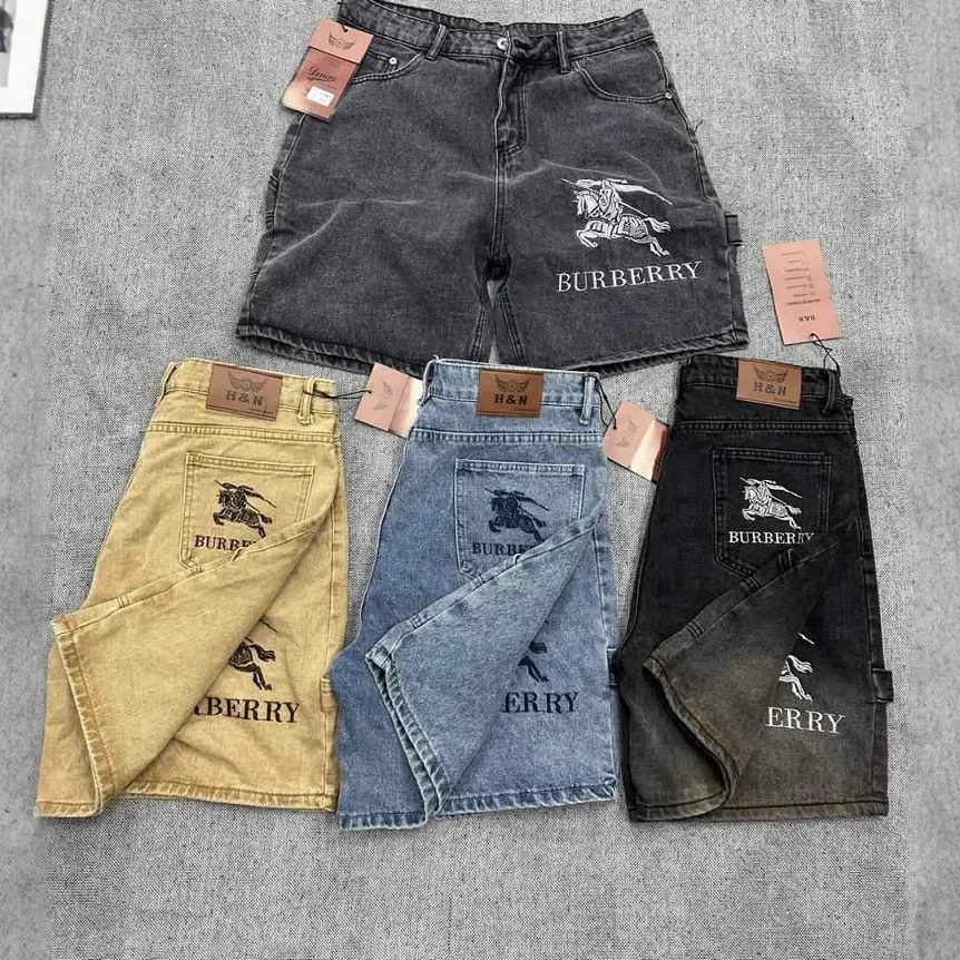 Fashionable Retro Printed Denim Shorts Casual Sporty Men's Five-Point Pants Loose Fit Comfortable Male Summer Clothing