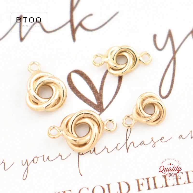 14K Gold Filled Love Knot Charm 5MM/6MM Gold Pendant For Bracelet Necklace Earring DIY Jewelry Findings Accessories